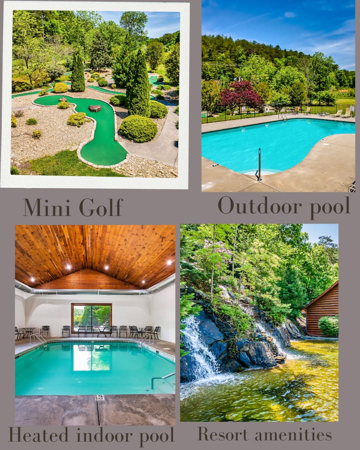 Indoor, Outdoor Pool| Mini Golf| Seasons Murals - Cabins for Rent