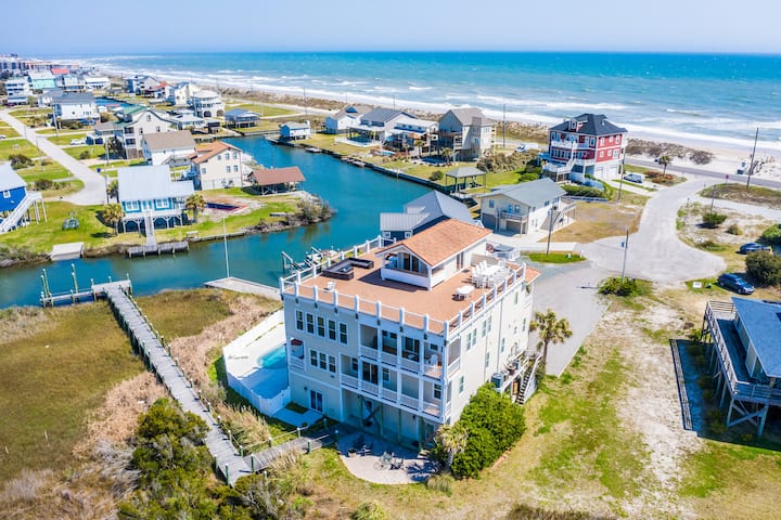 8br/sleeps 25 -Pool/games/dock/rooftop Bar, Hottub - North Topsail Beach, NC
