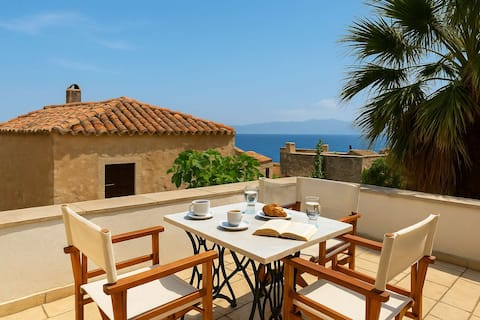 Menexes Suites | Melica Suite Balcony w/ Sea View