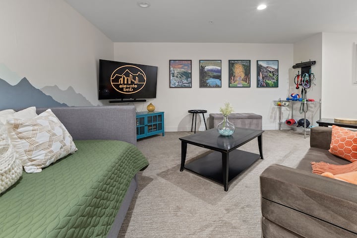 There is a new trundle bed in the basement as well as a memory foam sofa that folds out into a King mattress.