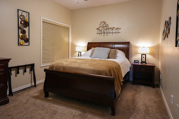 Secondary bedroom has a queen bed.