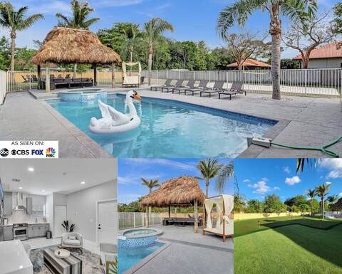 9BR5Baths Mega Estate Heated pool and Jacuzzi+Theatre+Mini Golf Beach Volleyball 1 Acre