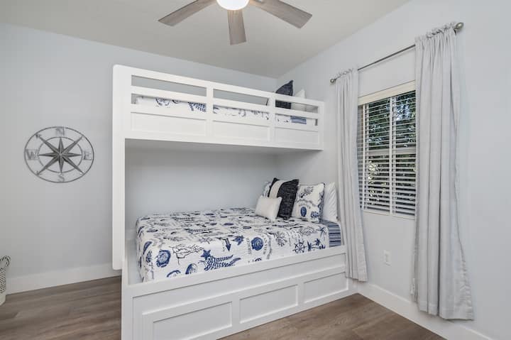 The 2nd bedroom has a twin over queen with twin trundle. 