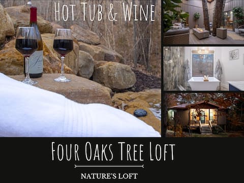 Creek Tree Loft Atrium/ Rock Hot Tub Buffalo River