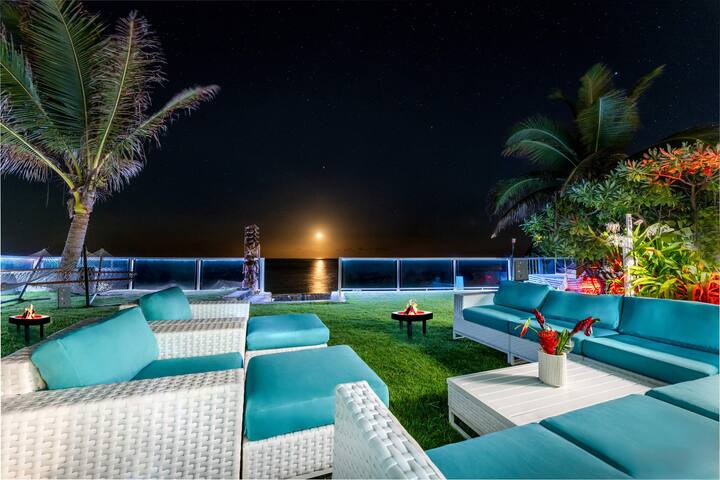 3 Beachfront Spas|90″THTR|Only home in Hawaii with