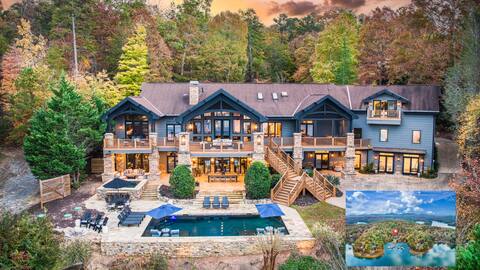 Private Dock Lakeside Mansion Resort Pool Hot tub