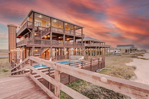 Sleep 26! Two Beachfront Homes, Each with Pool