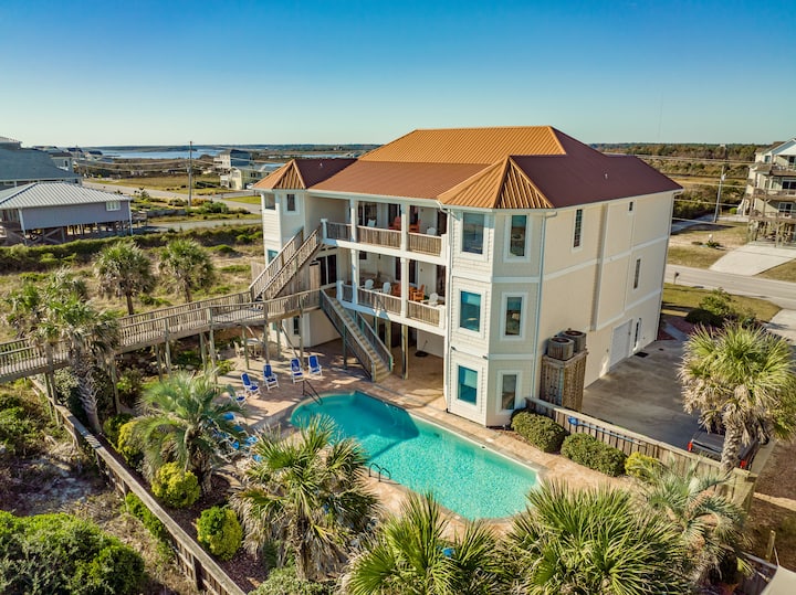 Coppertop | Oceanfront, Private Pool + Hot Tub - North Topsail Beach, NC