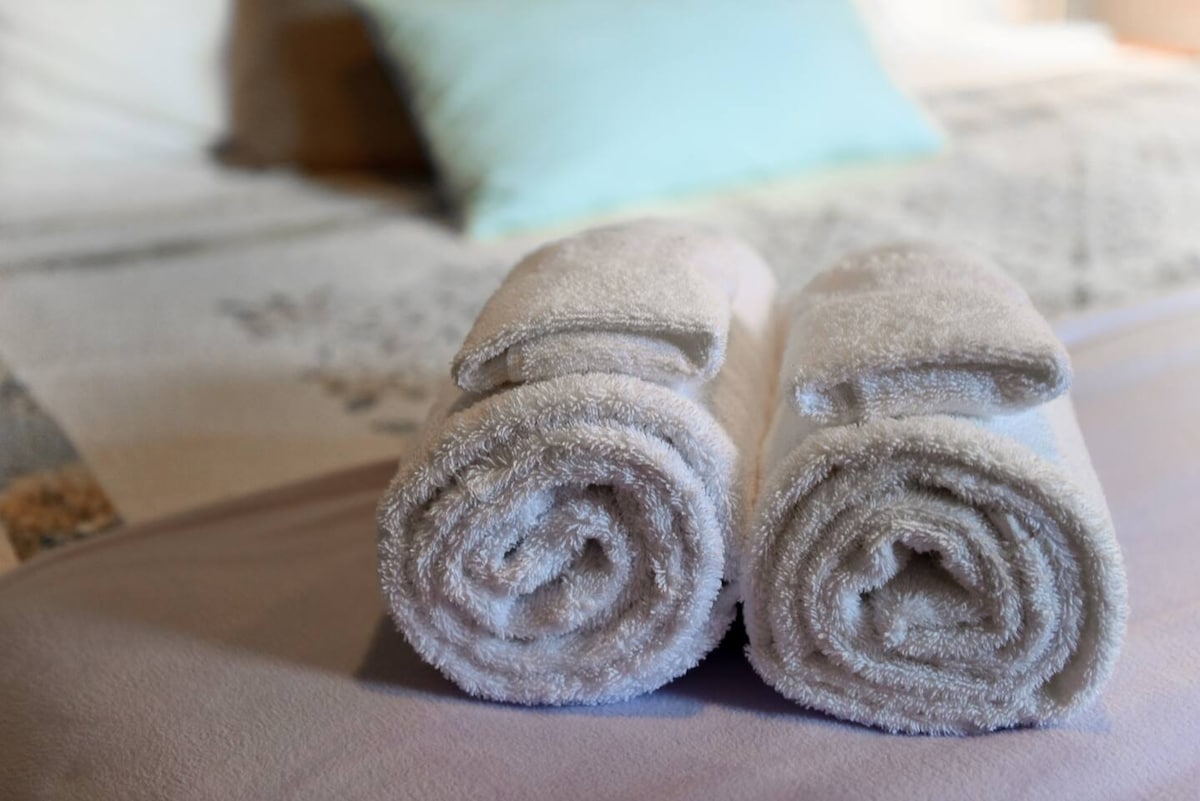 Baño de ensueño: sumérgete en un refugio refrescante con toallas de felpa y una decoración serena.