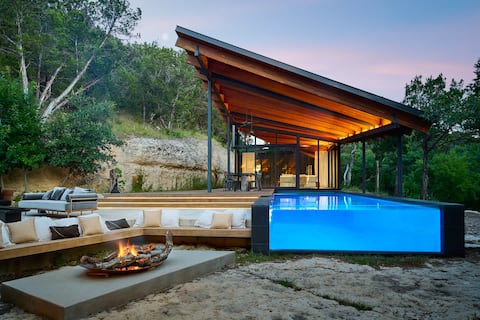 Successful Airbnb property: Private Architectural Estate & Pool on 10 Acres in Davenport Lake Austin