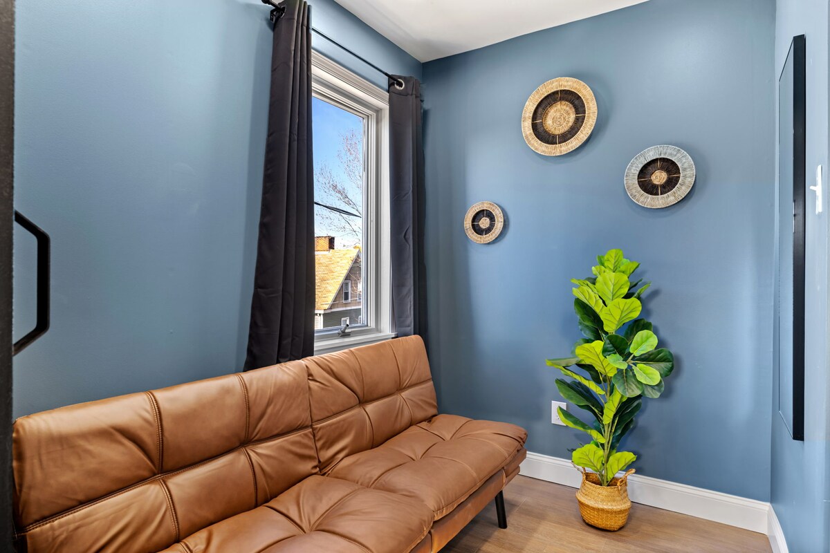 Our lovely futon couch is solely for your comfort! This futon can fit two children or one teenager! 