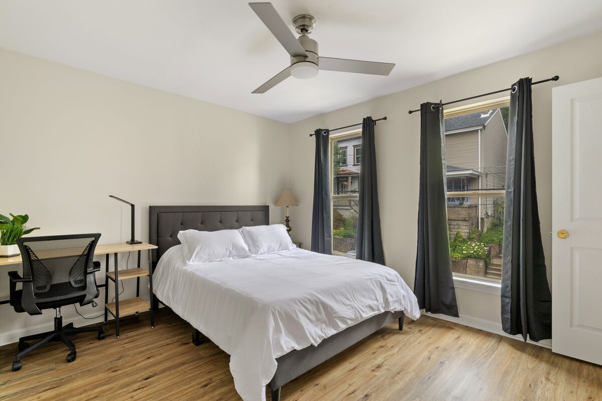 Experience the art of comfort in our bedroom and a dedicated space for focused creativity.