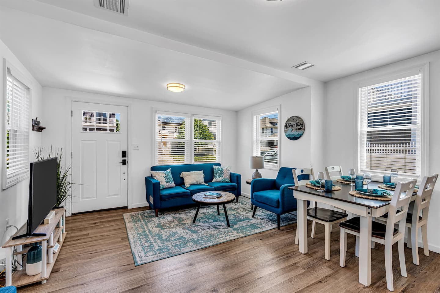 Living area with coastal décor