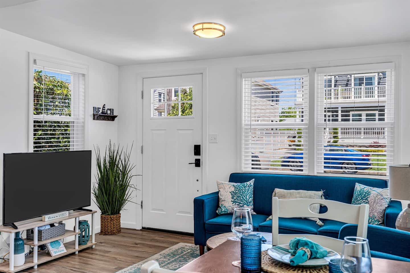 Living area with coastal décor