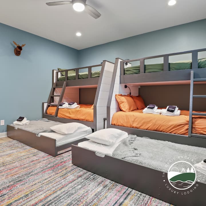 Bunk room on the lower lever. Twin/full bunks with twin trundles