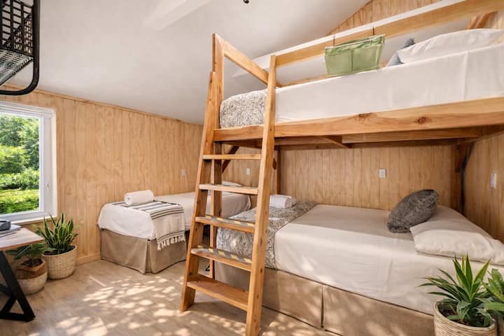 Cómoda habitación con literas diseñada para el descanso y la productividad