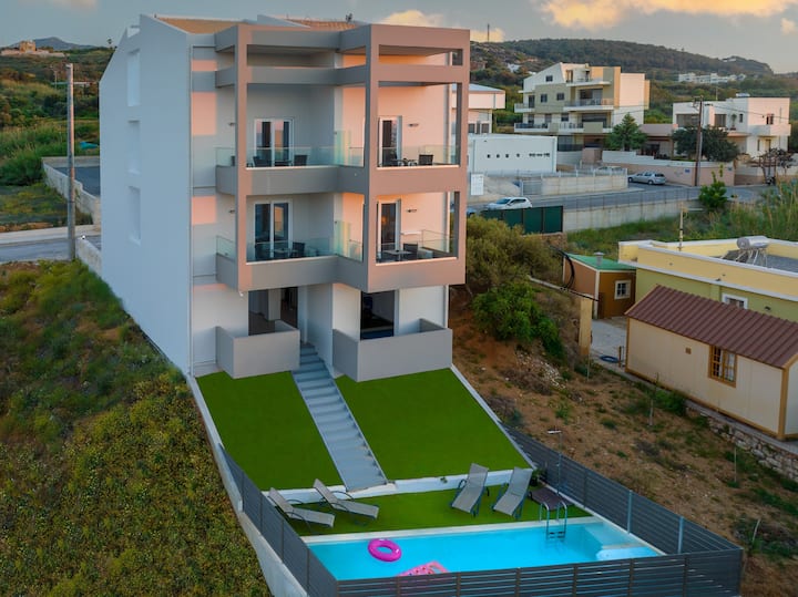 Creta Sun, Studio 104 Sea view Flats for Rent in Rethymno, Greece