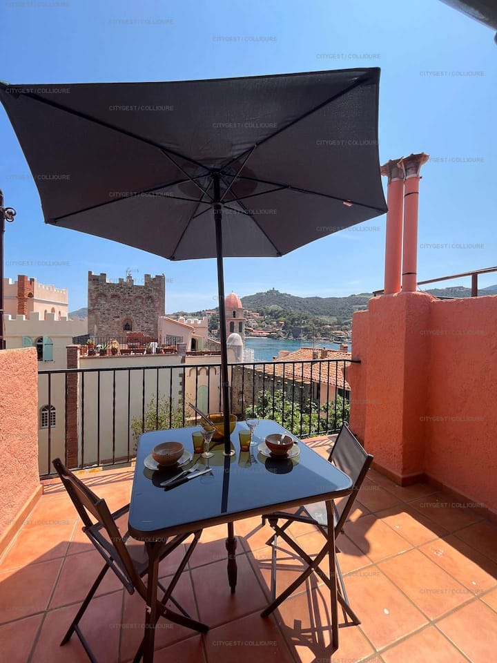 3fan4-charmant Appartement Vue Sur La Mer Et Cloch - Banyuls-sur-Mer