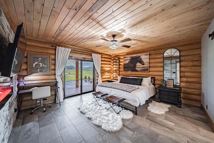 The primary living room has heated floors add a private patio.