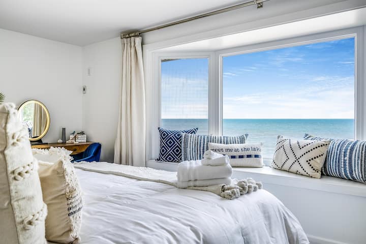 Wake up to watch the sunrise over Lake Erie right from the king bedroom.