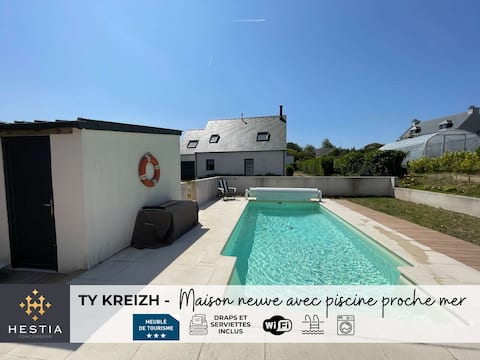 Ty Kreizh - New house with swimming pool near the