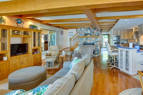 Sauna + Fireplaces! Lakefront Cadillac Retreat