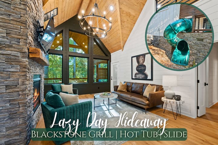 Modern Cabin Retreat W/fire Pit, Slide & Hot Tub - Broken Bow, OK