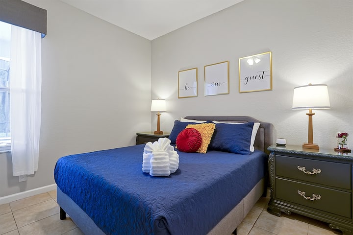 Be Our Guest in the Beauty and the Beast Queen bedroom.