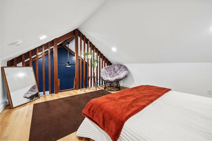 Ladder access from the living room to loft bedroom.