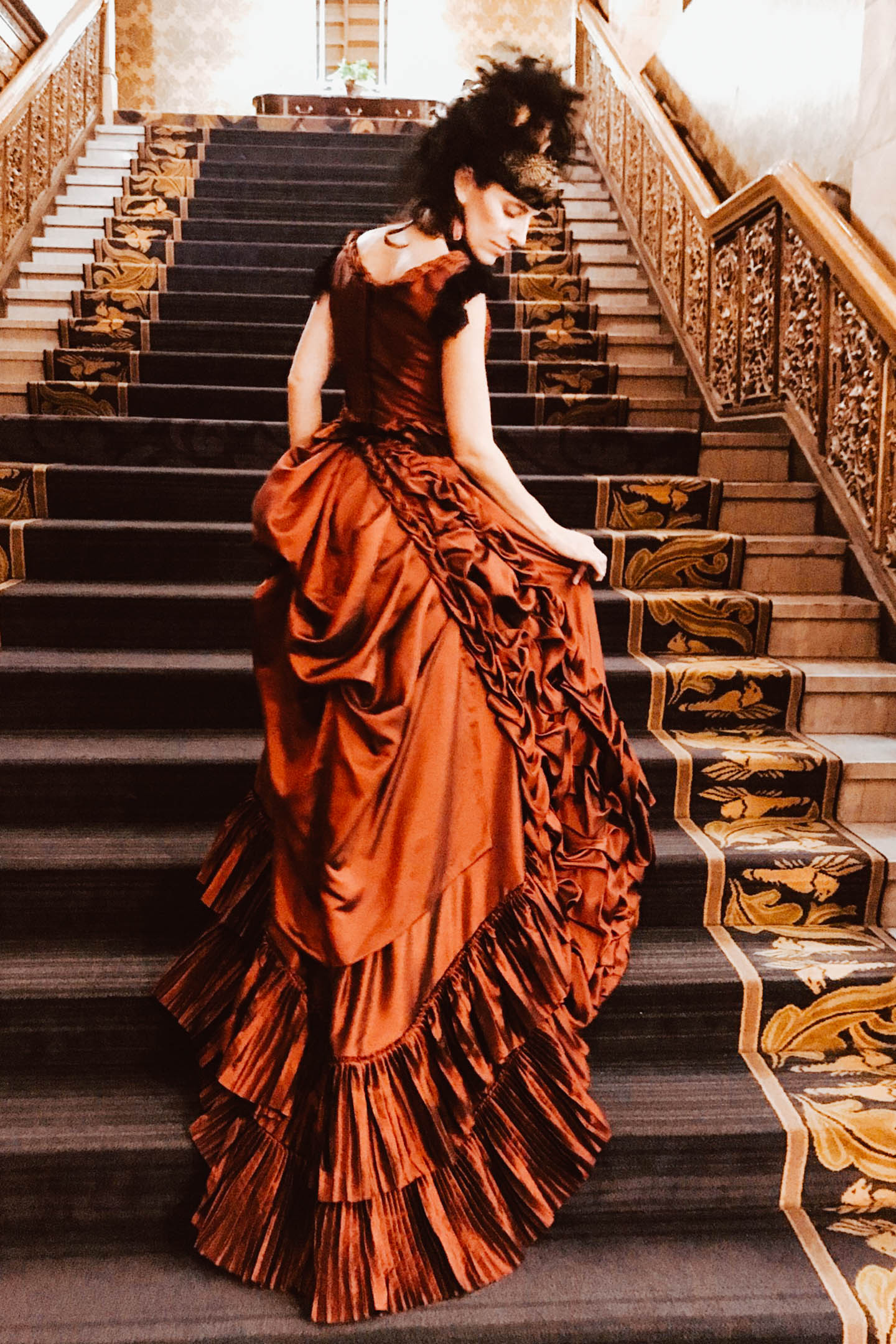 orange victorian dress