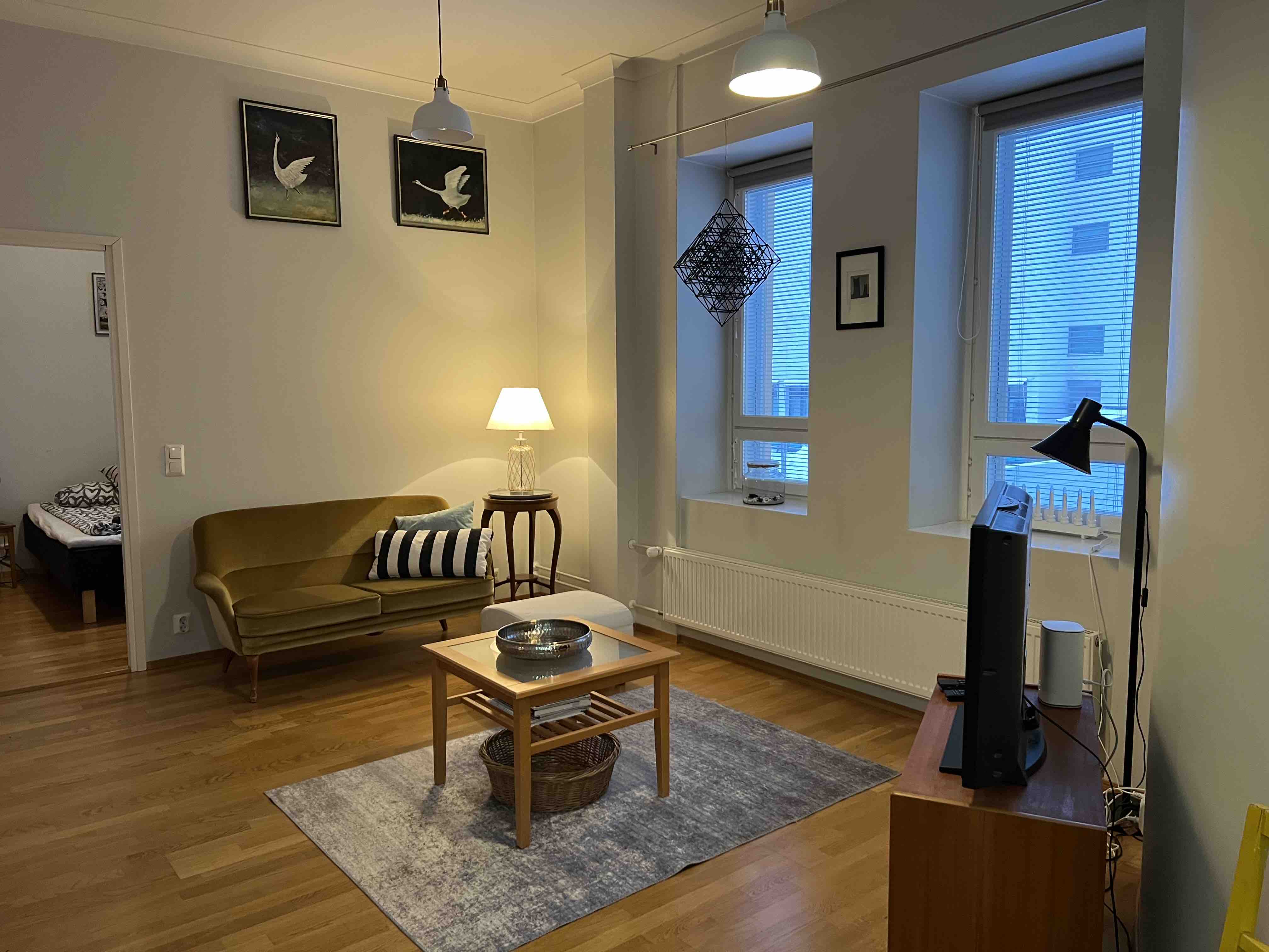 One-bedroom apartment with a sauna in the center