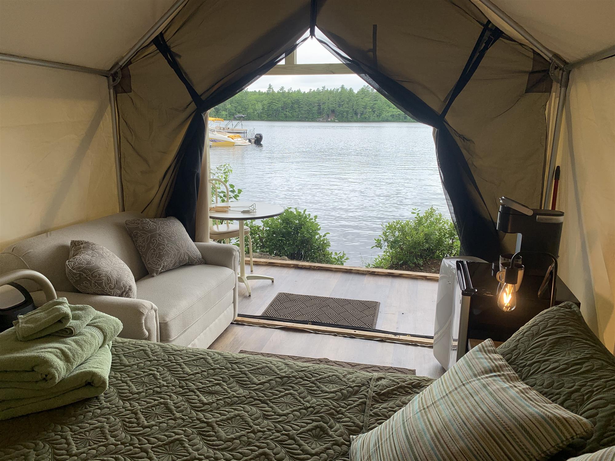 Goodridge Waterfront Glamping Tent on Trickey Pond Tents for Rent in