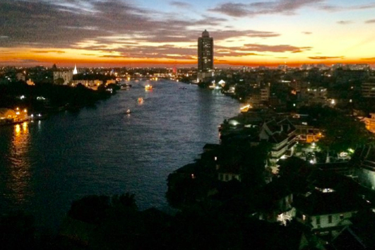 stunning view over chinatown and the river in Samphanthawong, Bangkok