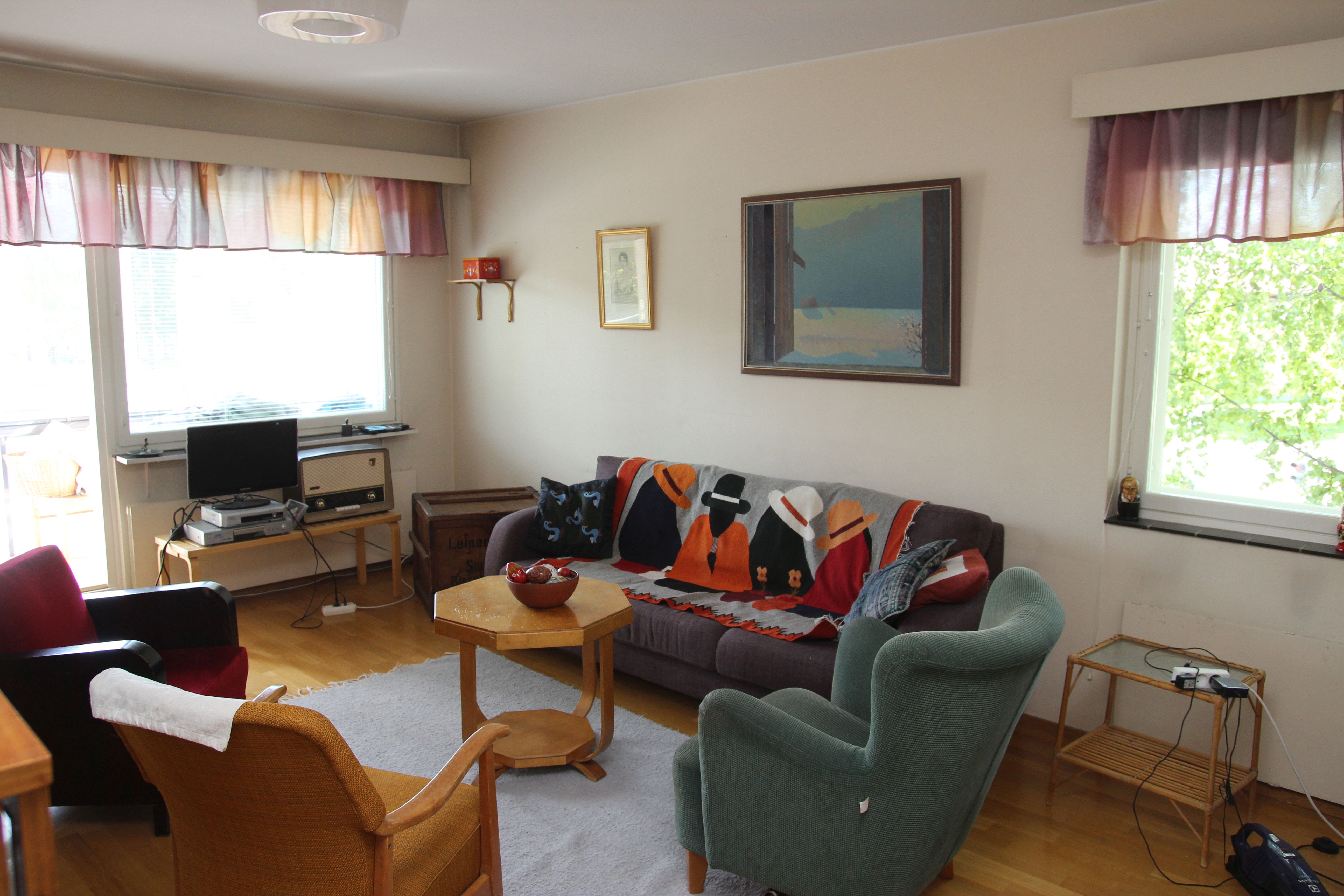 4 room flat, two bedrooms in the city centre