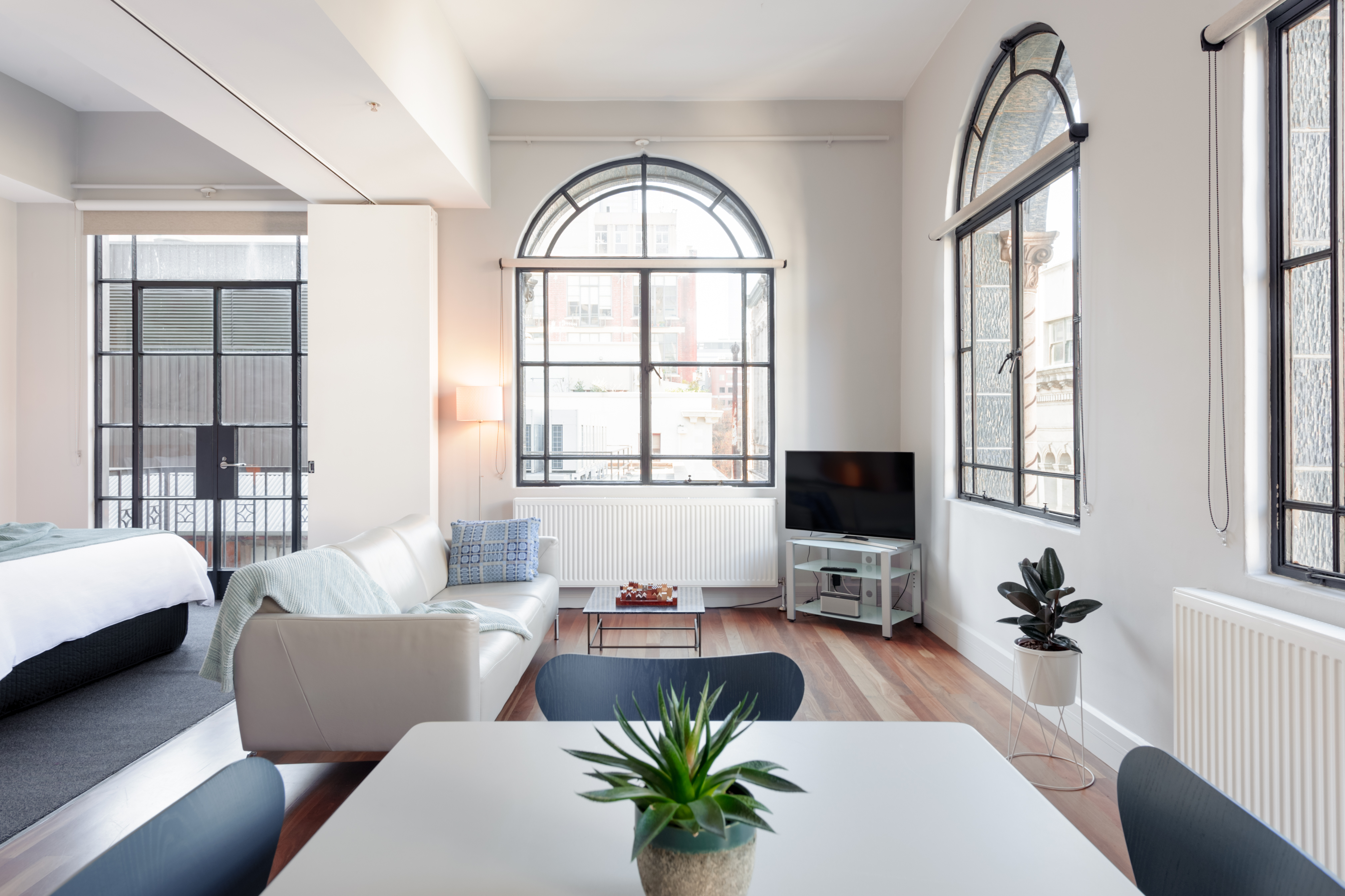 Look out over the CBD from a Boutique Flat