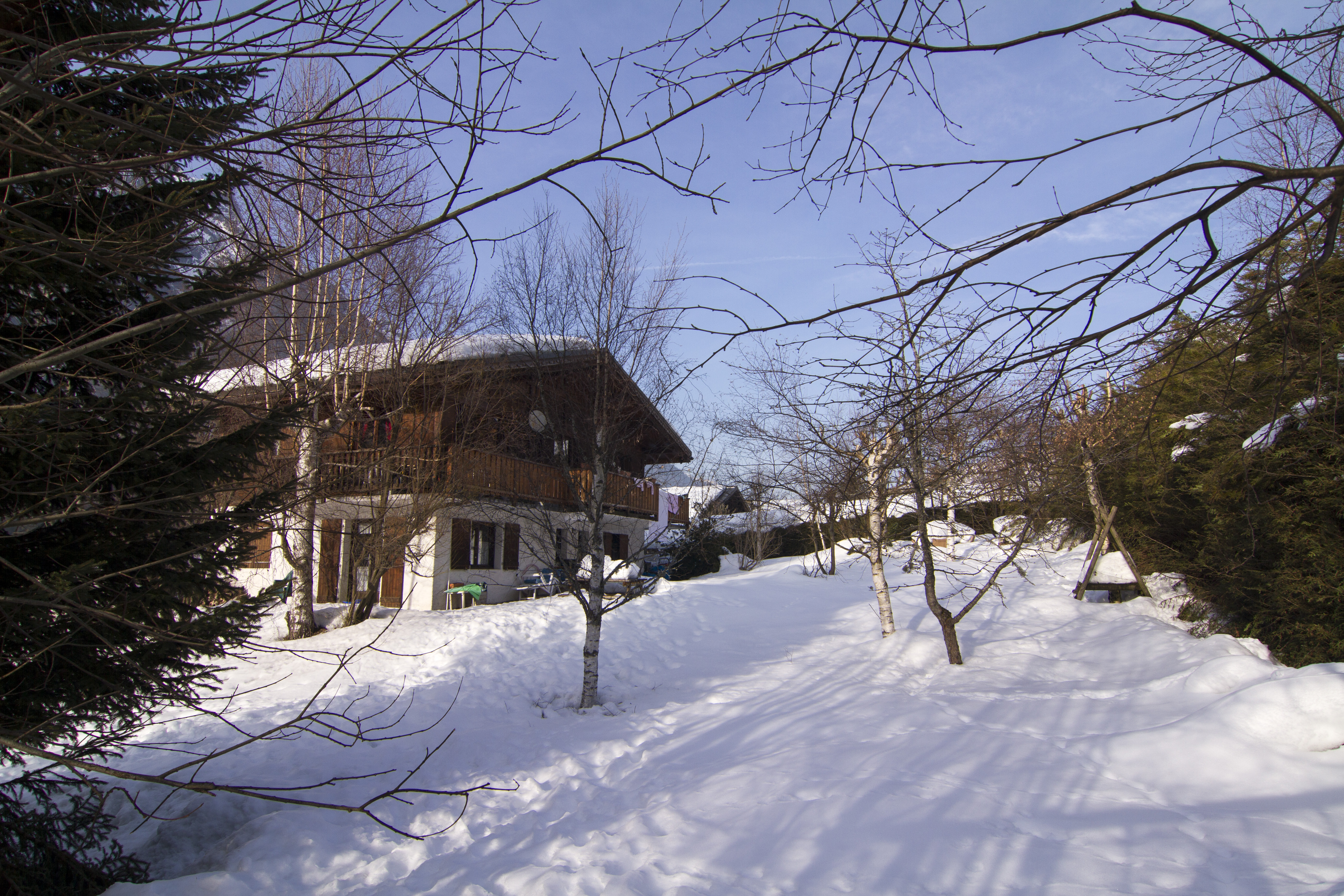 From the chalet with magnificent views of the Mt Blanc range