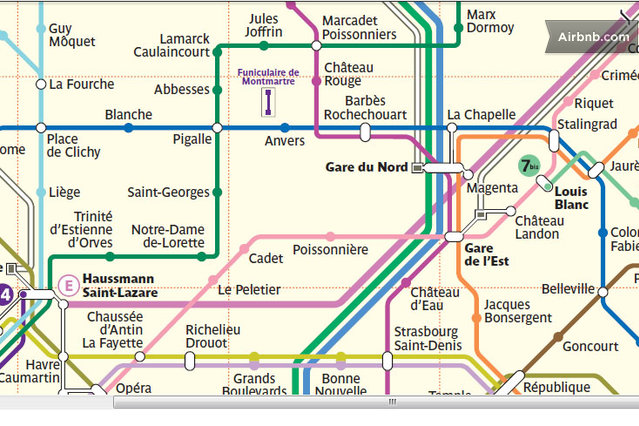 Plan MÃ©tro et RER - Abbesses, Pigalle, Anvers - Proche Gare du Nord