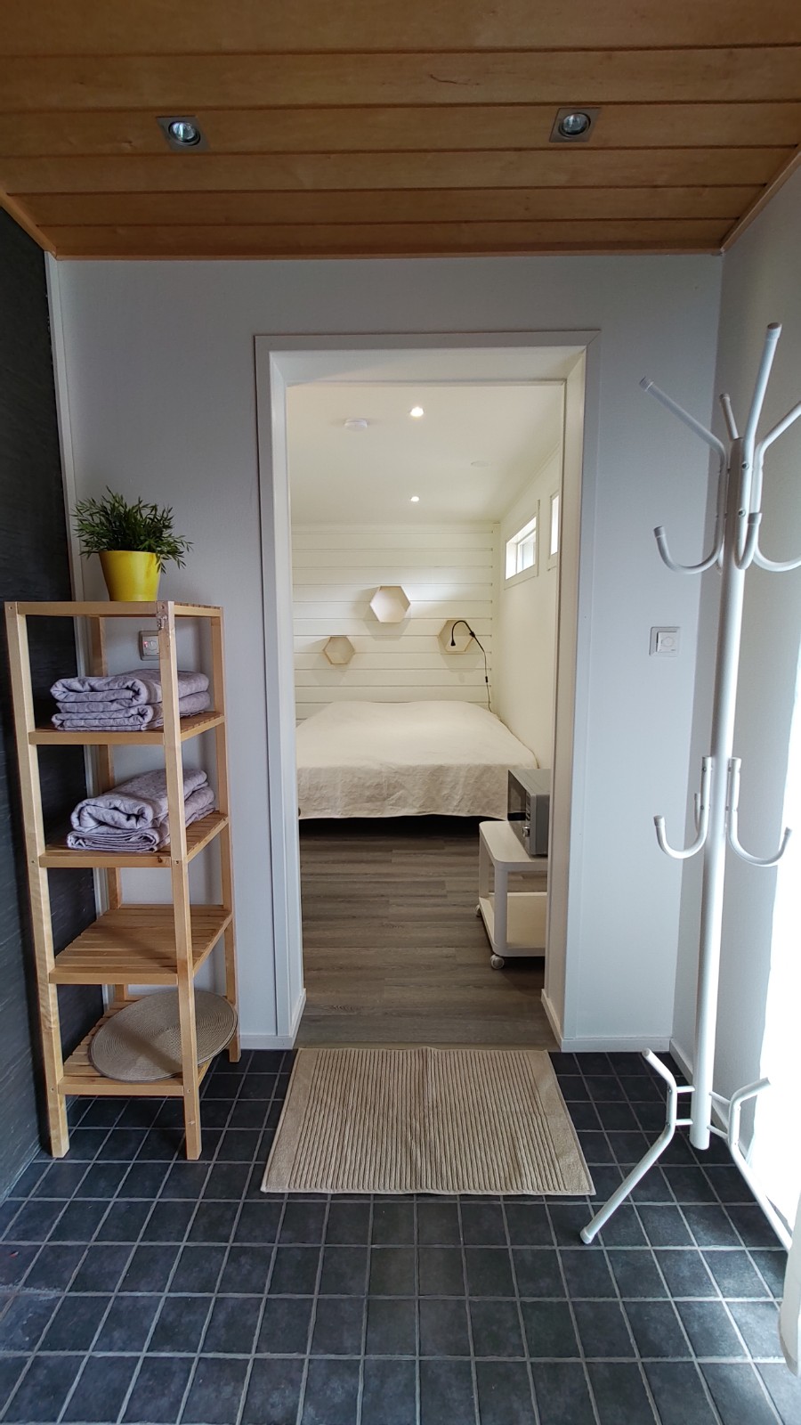 Peaceful guest room with private sauna