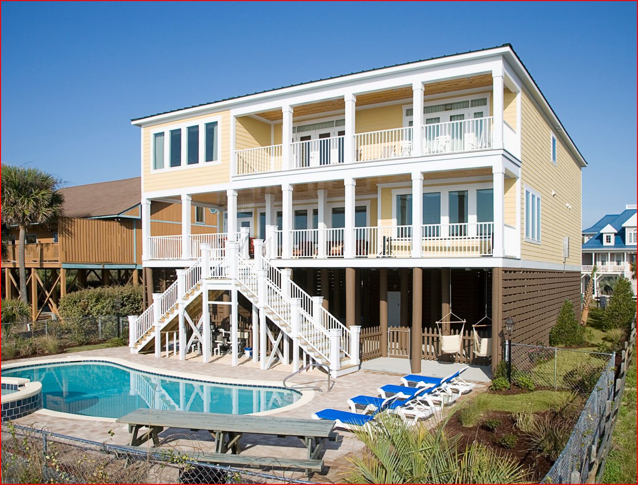 Oceanfront Myrtle Beach Home Sleeps 26. 8br/8.5 Houses for Rent in