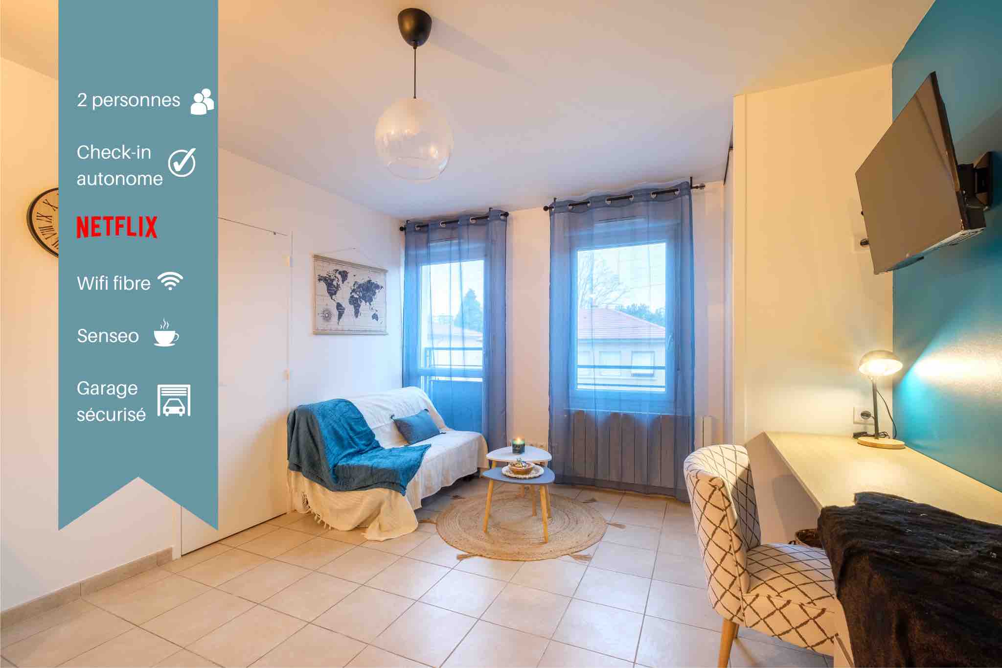 Studio cosy / 10min Groupama Stadium / 5min Rocade