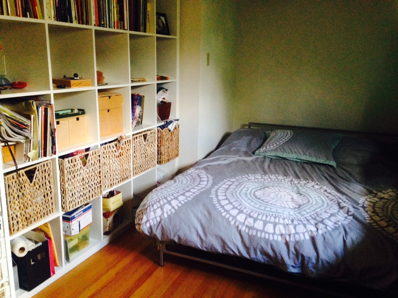 Queen sized bed in our guest room in Redwood Heights, Oakland