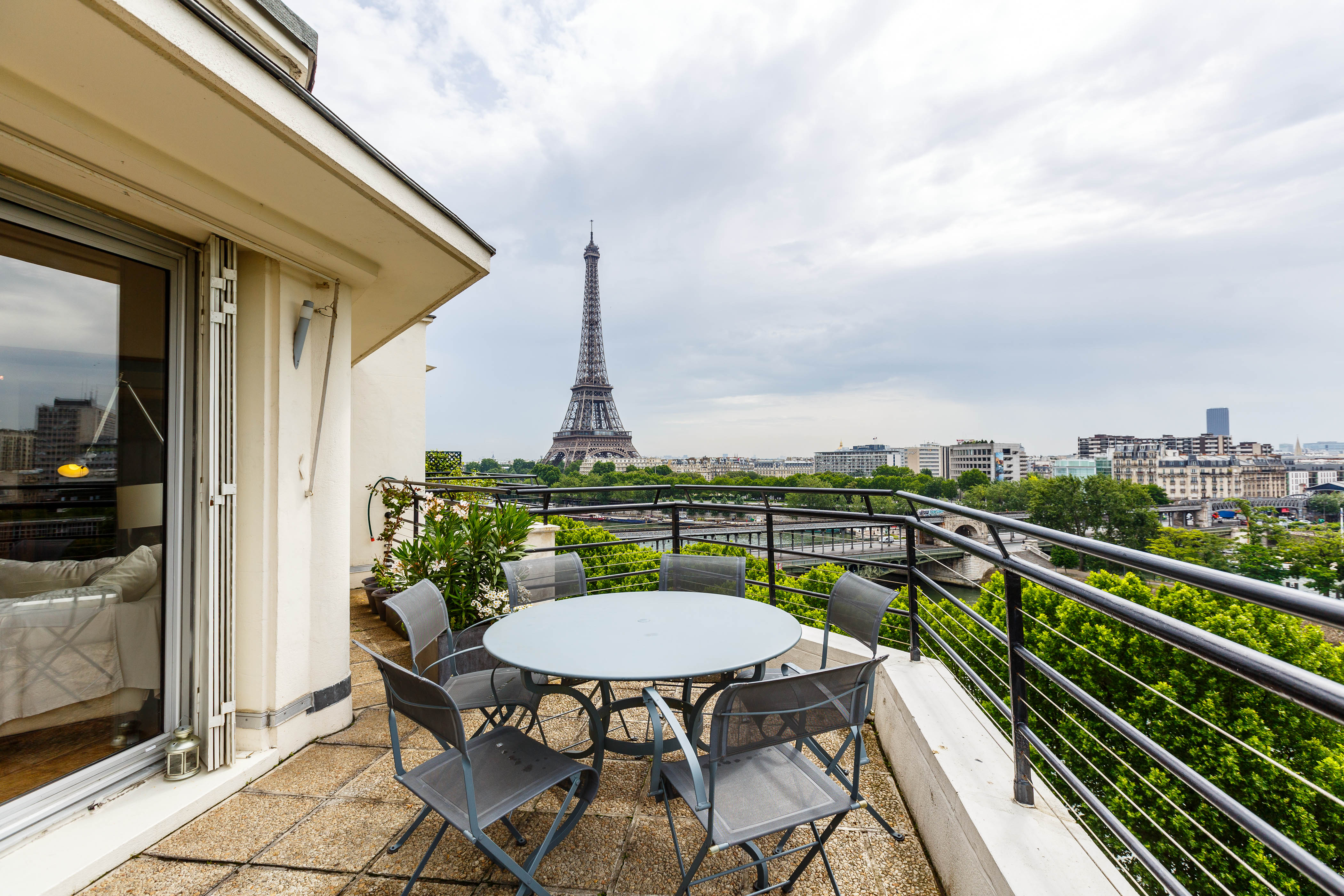 Magnificent view on Eiffel Tower in Passy, Paris