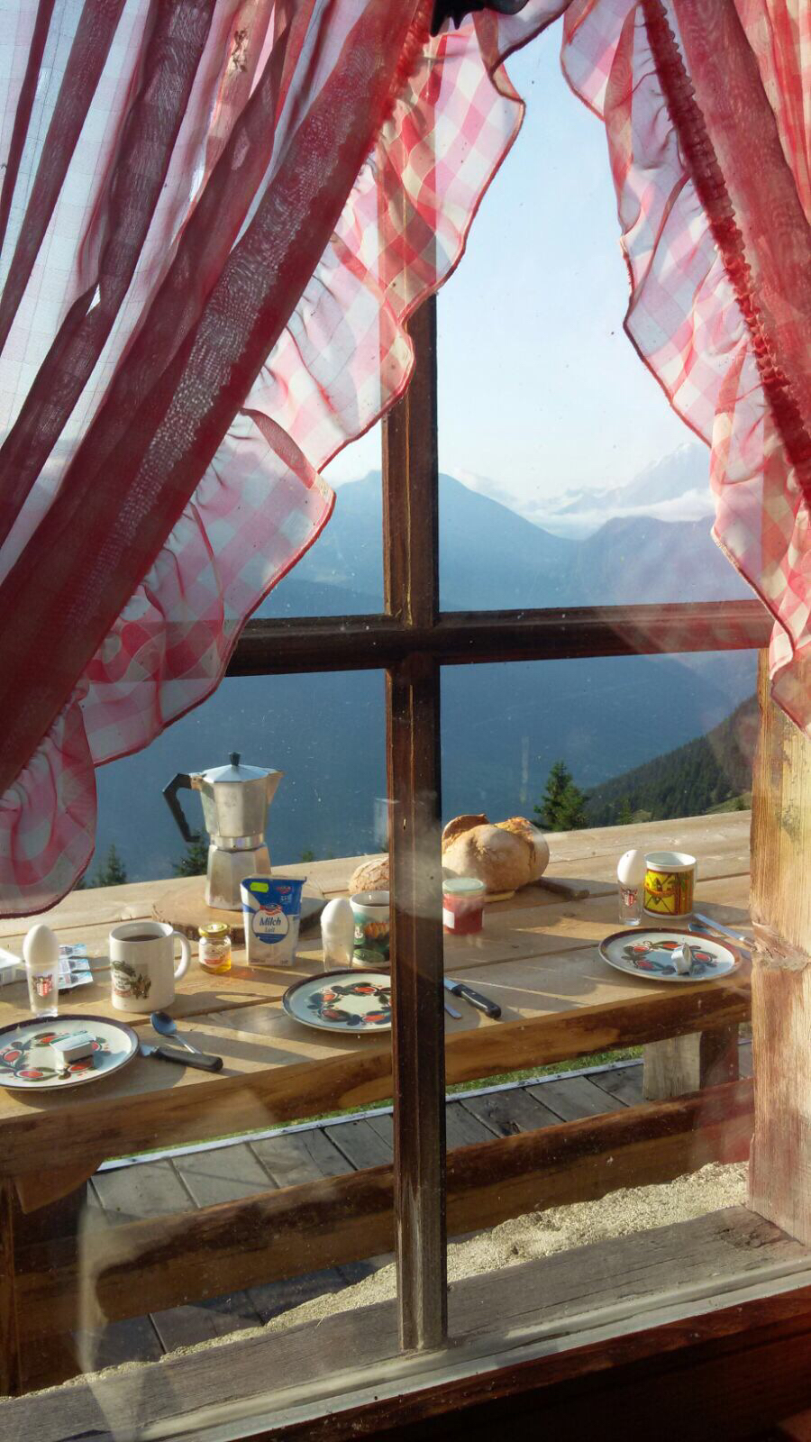 Alpine hut , fantastic mountain panorama