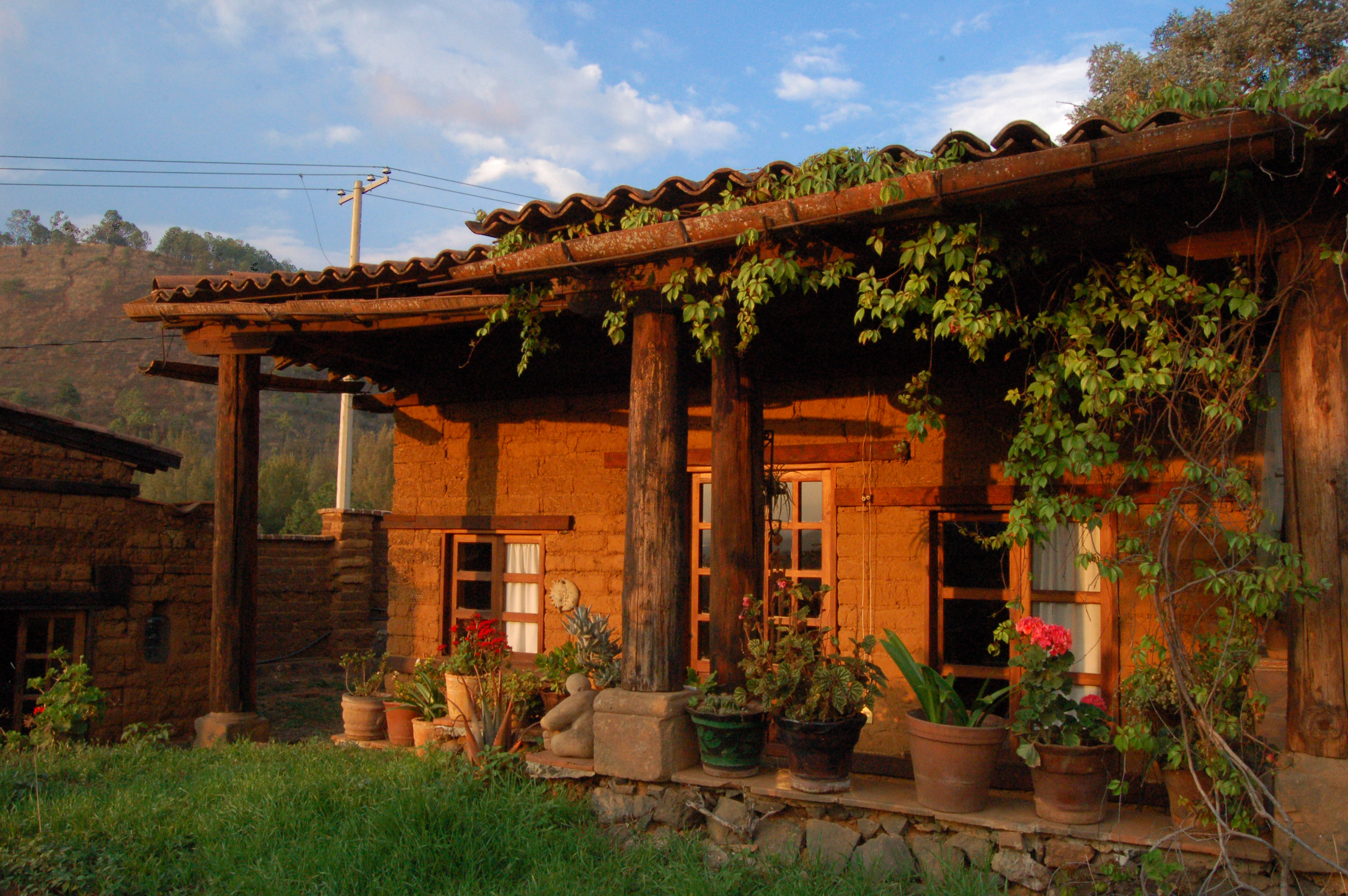 Adobe house with lake view