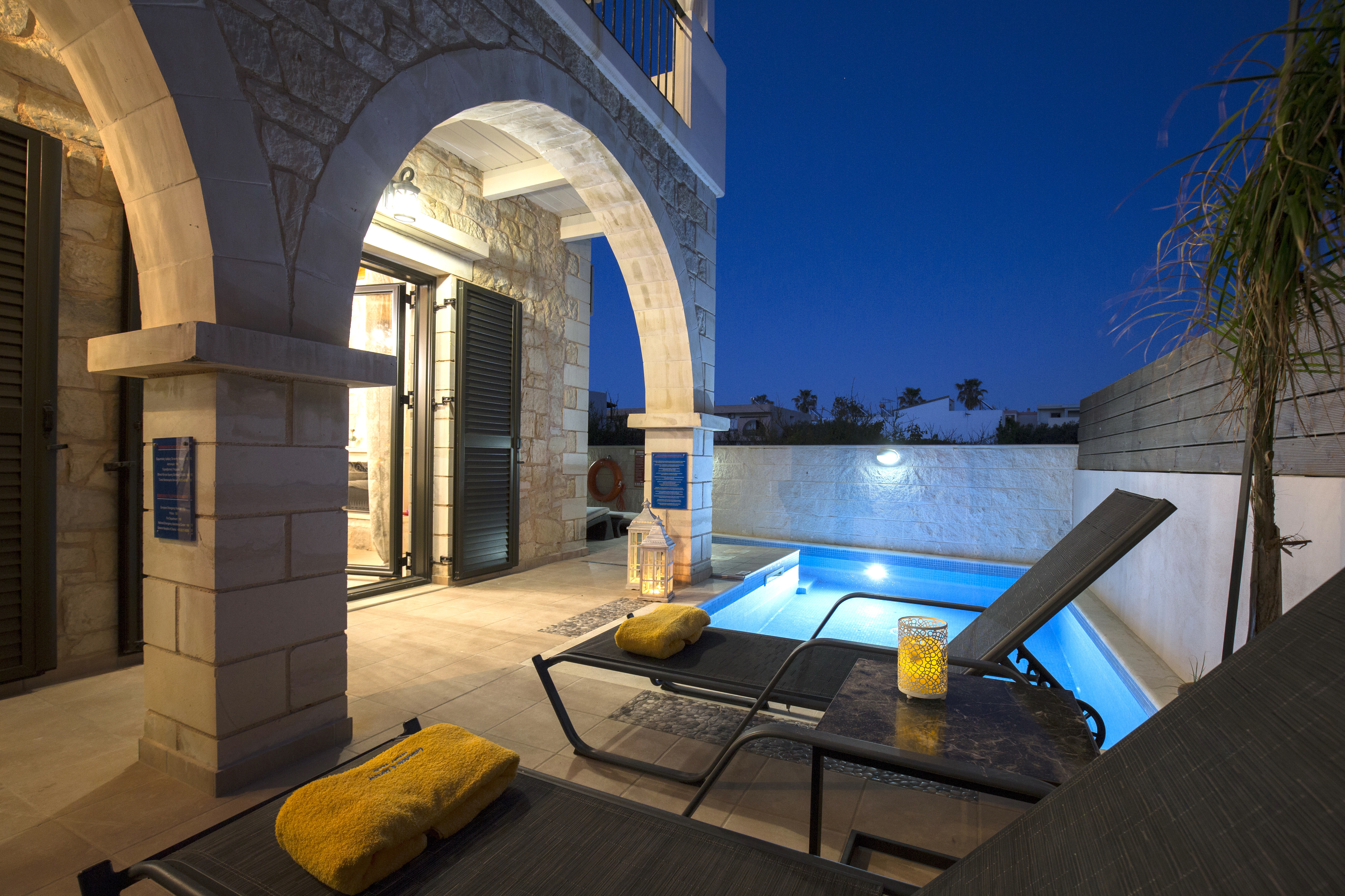 Villa Christy,   fireplace- pool, 150 m from sea.
