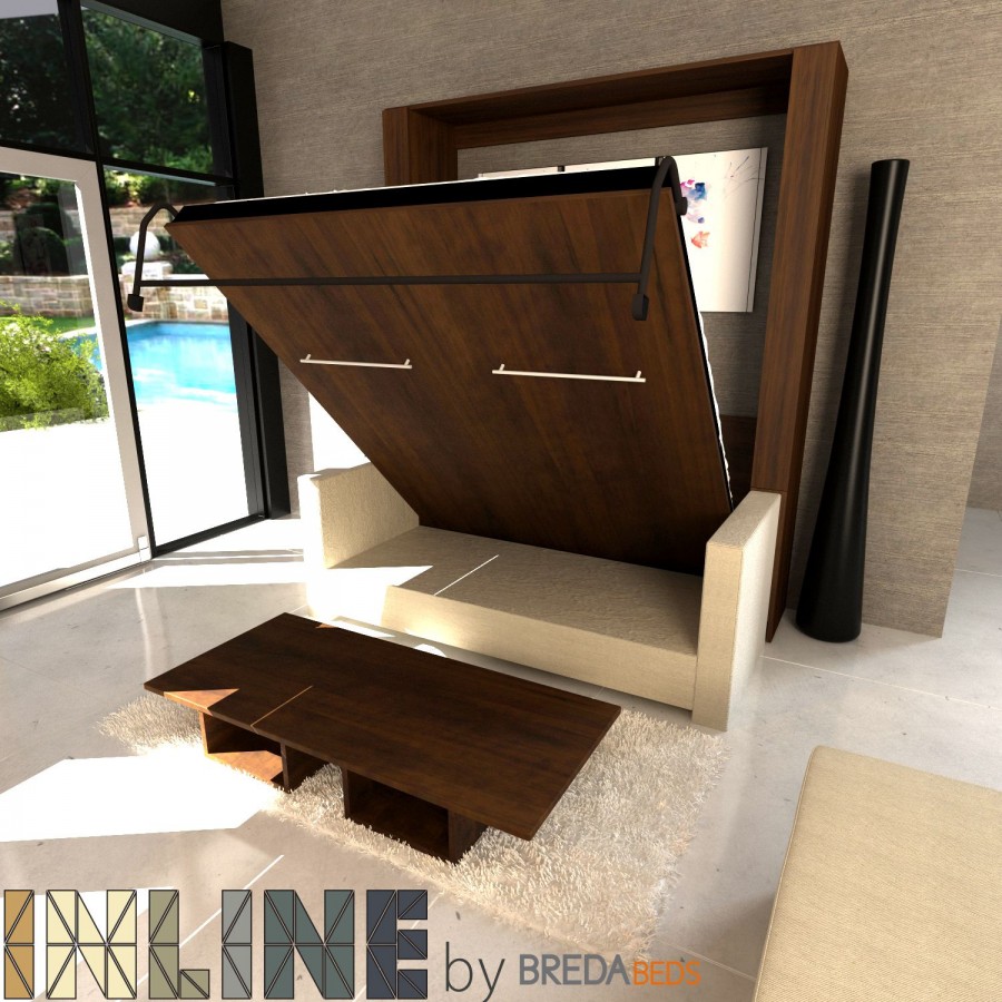 horizontal inline murphy bed and inline sofa