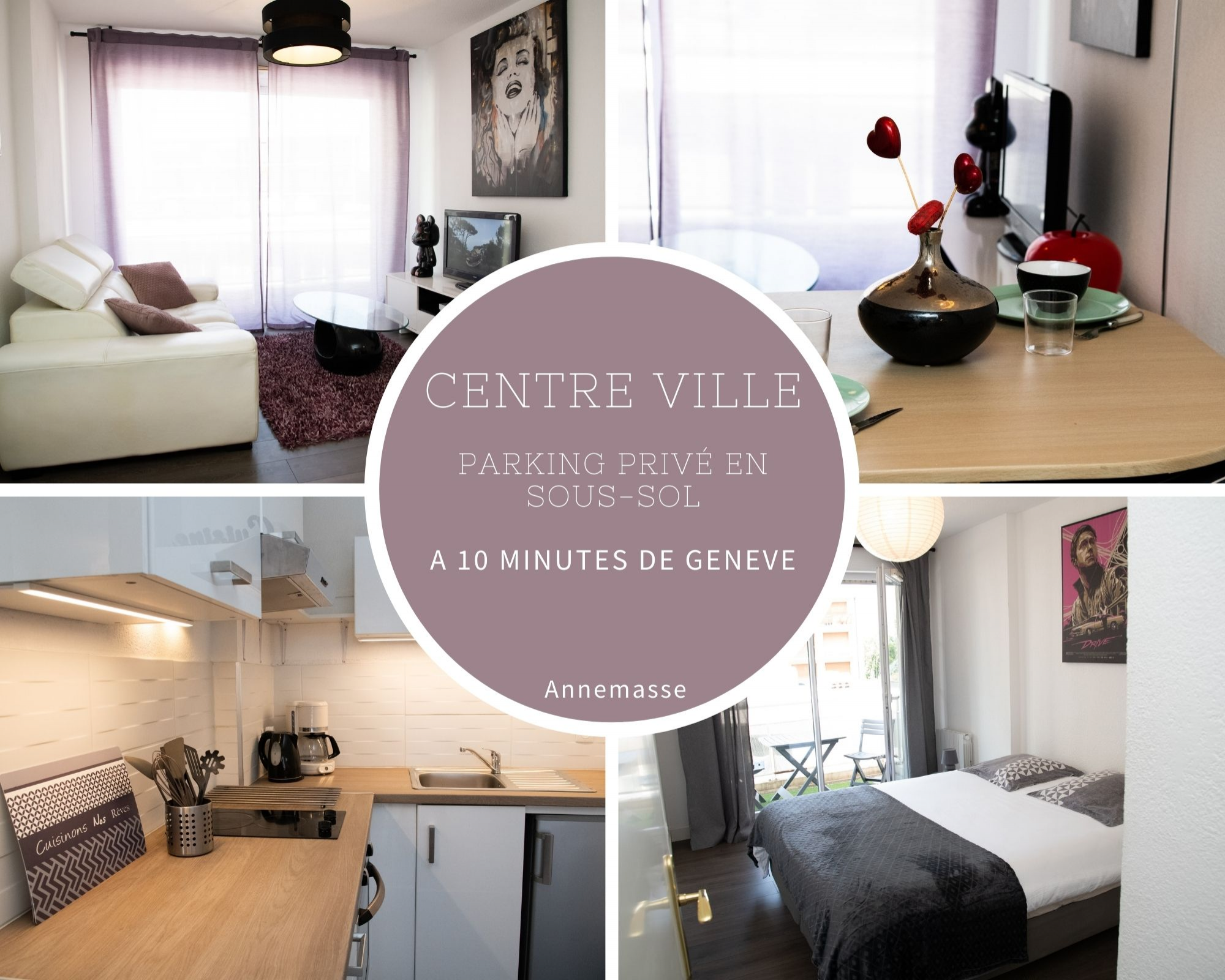 Purple | Terrace | Private parking | Close to Geneva