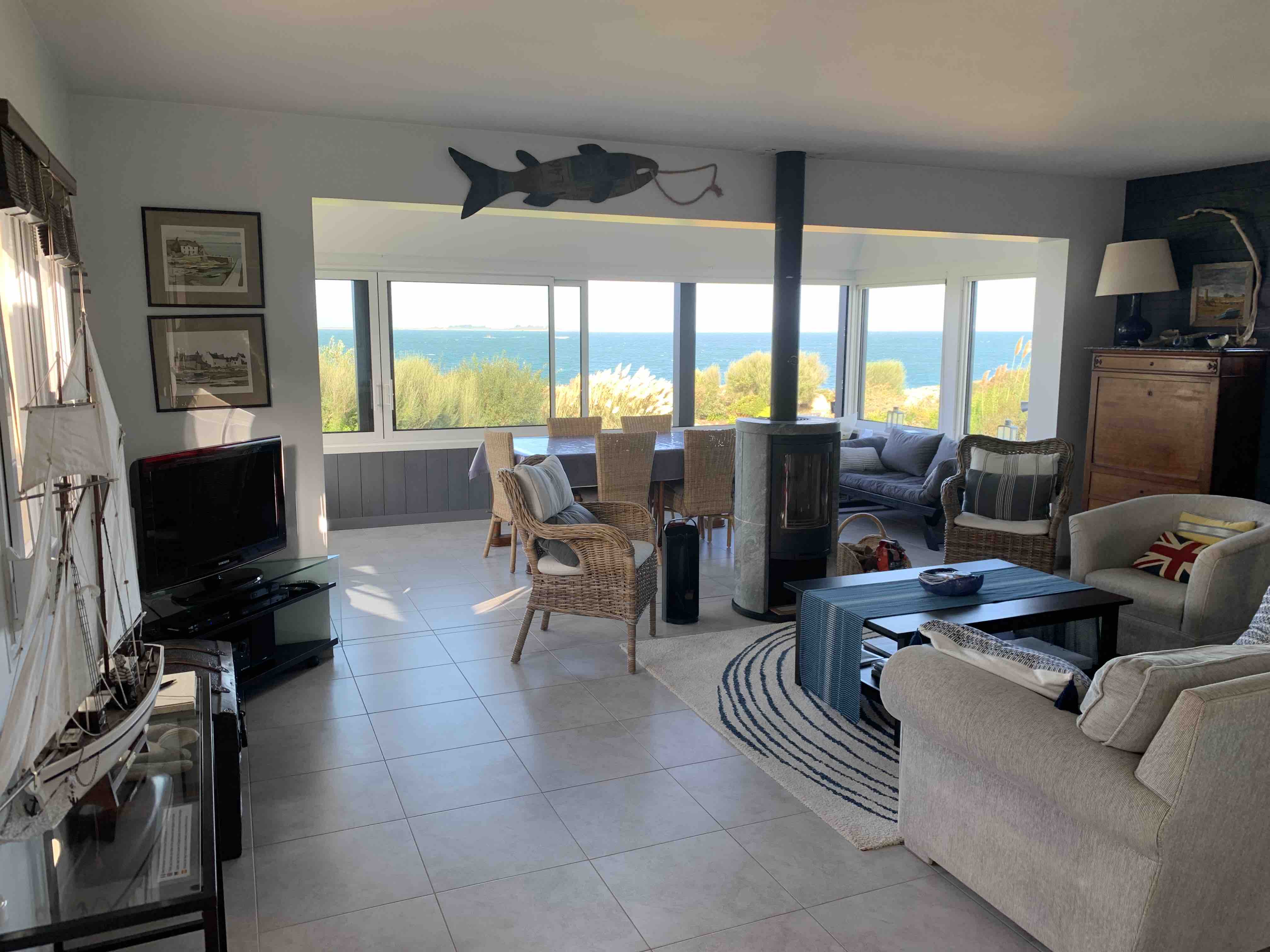 Seaview: 4 stars holiday house, with sunset on sea