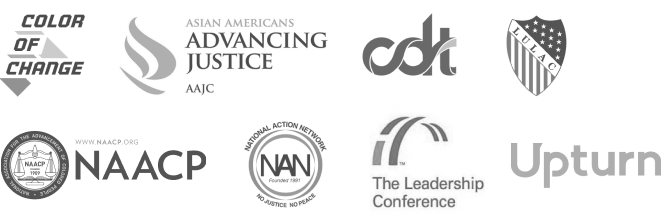 Logos of partners Airbnb has worked with to fight discrimination. Partners include: Asian Americans Advancing Justice, Center for Democracy & Technology, Color Of Change, The Leadership Conference, League of United Latin American Citizens, NAACP, National Action Network, and Upturn.