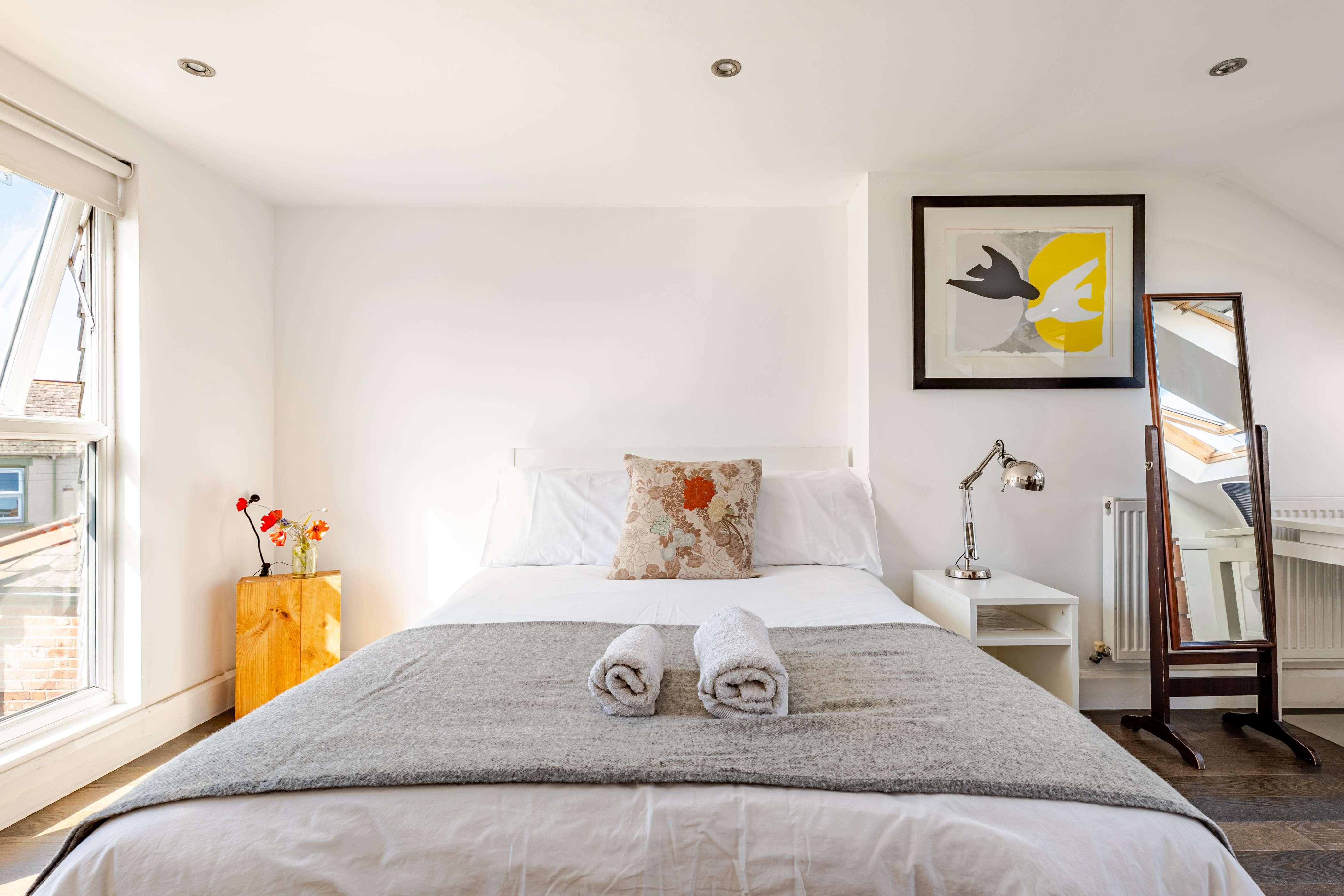 Large bright bedroom with own private bathroom
